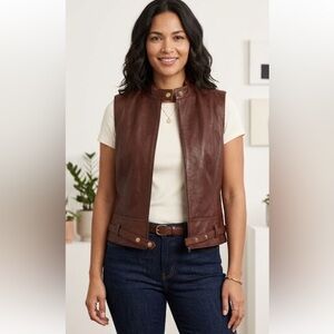 CAbi Chocolate Brown Leather Vest
